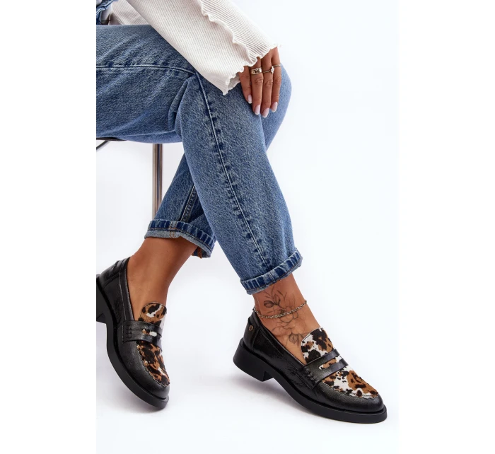 Skórzane Półbuty Mokasyny Damskie Maciejka 06250-01 Czarne