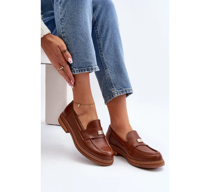 Zazoo 20165 Skórzane Mokasyny Damskie Brązowe