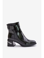 Lakované Boty Na Podpatku Zateplené Černé model 21671864 - S.Barski