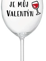 VÍNO JE MŮJ VALENTÝN - čirá sklenice na víno 350 ml