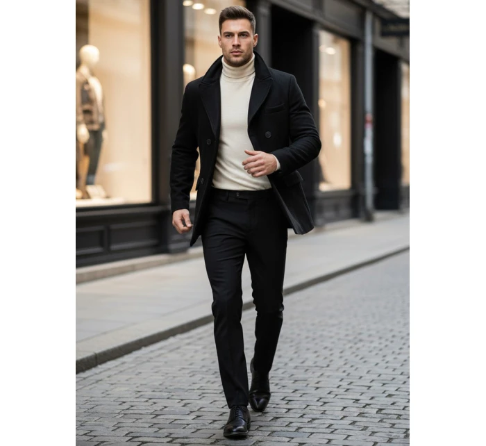 Pánsky čierny kabát FashionStreet CX0433