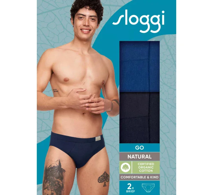 Pánske nohavičky GO Natural Brief C2P - BLUE - modré M008 - SLOGGI