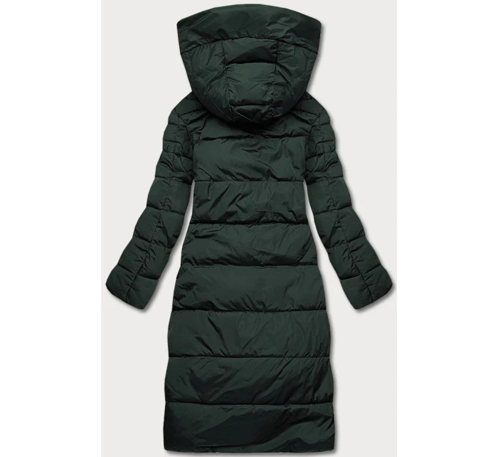 Tmavozelená dlhá dámska zimná bunda (2M-033)