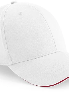 Beechfield B 20 6-panelová sendvičová čiapka „Athleisure“ 53.0020 biela/klasická červená