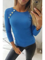 Blúzka s ozdobnými gombíkmi chrpovo modrá