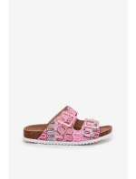 Klapki Damskie Z Klamrami I Brokatem S.Barski RB51-006 Różowe