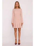 Šaty s záhyby béžové model 21295918 - Moe Šaty s záhyby béžové model 21295918 - Moe
