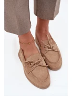 Dámske mokasíny s plochou podrážkou a šnurovaním Zalina - béžová