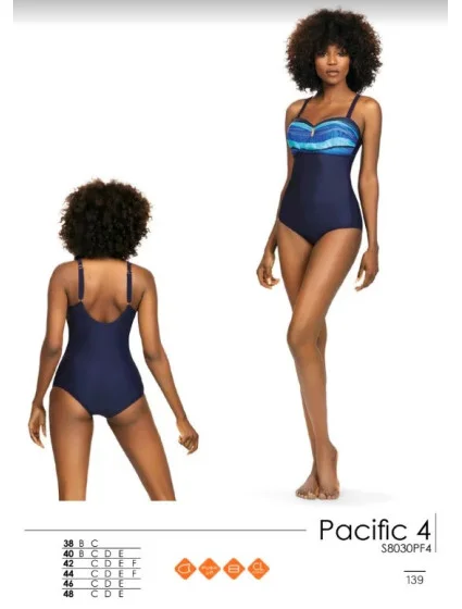 Dámske jednodielne plavky S8030PF4 1 Pacific 4 tmavo modrá s modrou - Self