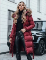 Dámská prošívaná zimní bunda s kožešinou červená Dstreet model 21990861 - FashionStreet