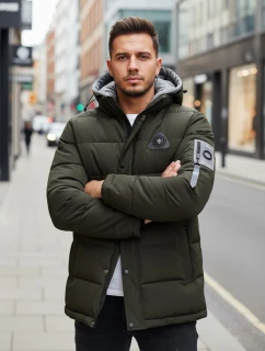 Pánska zimná bunda s kapucňou zelená FashionStreet TX5092