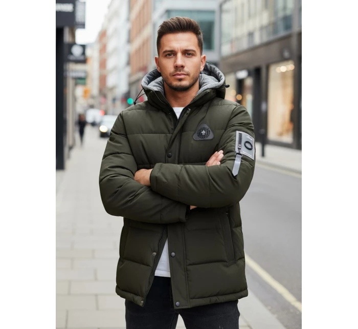 Pánská zimní bunda s kapucí zelená Dstreet model 21993605 - FashionStreet