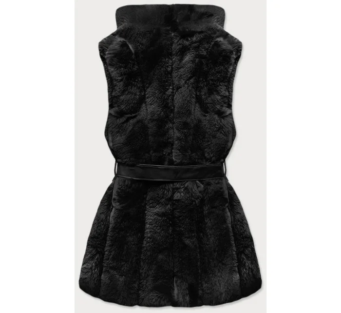 Čierna dámska Kožíšková vesta (BR9598-1)