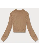 Tenká krátká dámská tepláková mikina v cappuccino barvě model 18378928 - J.STYLE