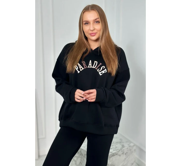 Bavlnená súprava s vyšívaným nápisom Paradise čierny