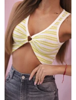 Dámsky bavlnený top s výstrihom a zlatým akcentom Zelená