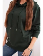 Dámská mikina s kapucí a model 21494991 z bavlny tmavě zelená - K-Fashion
