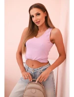 Top dámský bavlněný na ramínkách s výstřihem do V fialová