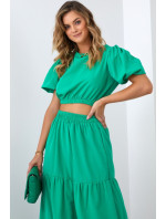 Dámsky letný set blúzka so sukňou v zelenej farbe