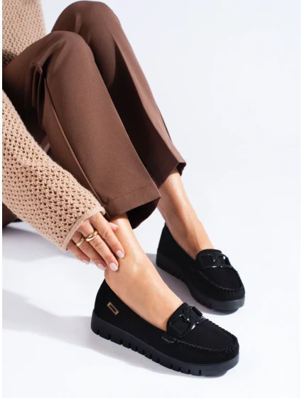 Originální černé dámské mokasíny platforma Originální černé dámské mokasíny platforma