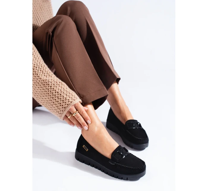 Originální černé dámské mokasíny platforma Originální černé dámské mokasíny platforma