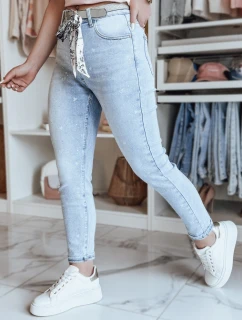 Dámske džínsové nohavice slim fit s opaskom SPARKYS blue FashionStreet UY2425