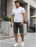 Pánske džínsové cargo šortky s lemom čierne FashionStreet SX2618 Pánske džínsové cargo šortky s lemom čierne FashionStreet SX2618