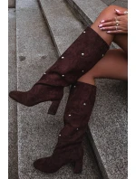 Dámské Zimní Kotníkové Boty Na Podpatku S Ozdobnými Čokoládové model 21714797 - Boto