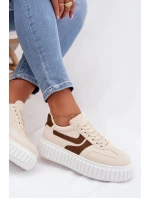 Dámské tenisky na platformě s eko béžové model 21997803 - Boto