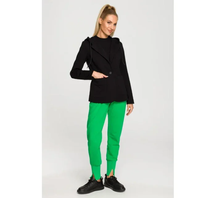 model 17626046 Bunda s kapucí a jedním knoflíkem černá - Moe