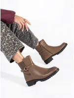 Exkluzívne hnedé dámske členkové topánky na širokom podpätku Exkluzívne hnedé dámske členkové topánky na širokom podpätku