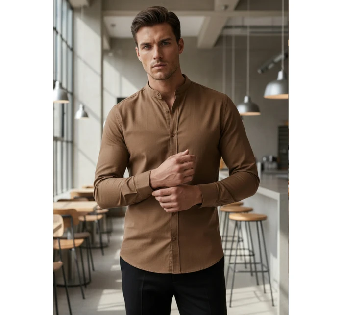 Pánska ležérna košeľa SLIM FIT so stojacím golierom FashionStreet DX2592