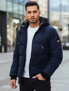 Pánska zimná bunda s kapucňou tmavomodrá FashionStreet TX5086z