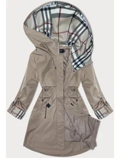 Tmavobéžová bunda parka s ozdobnou podšívkou BH Forever (2) (BH-2401)