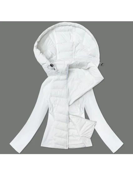 Biela dámska prešívaná bunda z rôznych lepených materiálov J Style (16M9226-281)