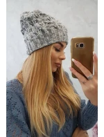 Fleecová čiapka Roksana K209 sivá+fialová+ecru