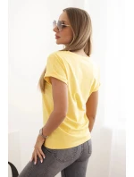 Dámska bavlnená blúzka s ozdobnou potlačou ESL žltá