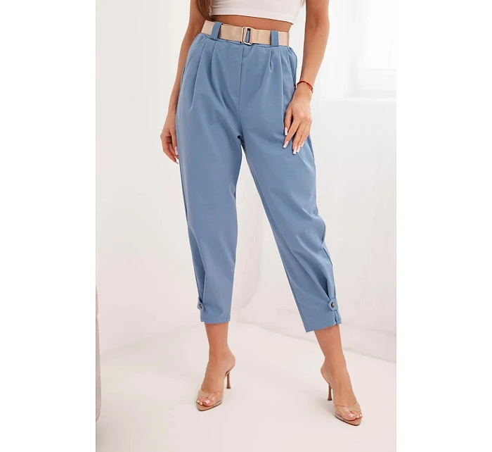 Letné nohavice Punto so zapínaním na nohaviciach denim Letné nohavice Punto so zapínaním na nohaviciach denim