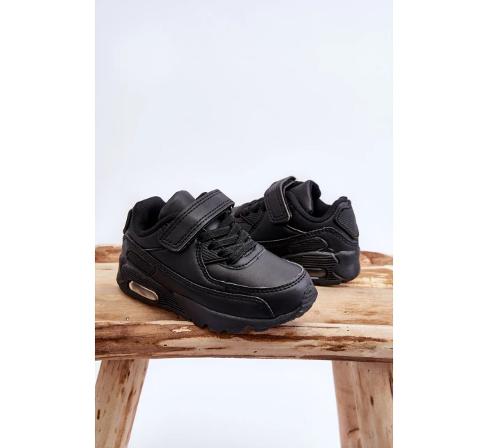 Dziecięce Skórzane Buty Sportowe Na Platformie Czarne Lori