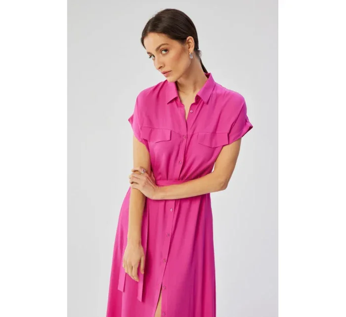 model 19647433 Viskózové maxi košilové šaty lila - STYLOVE