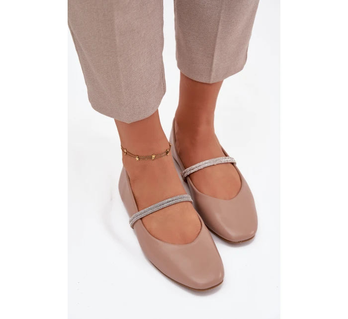 Dámské baleríny s pásky – tmavě béžové model 21834666 - Kesi