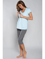 Dámske tehotenské a dojčiace pyžamo Felicita modro-šedá - Italian Fashion