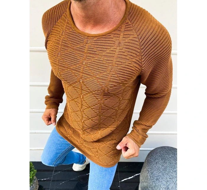 Pánský svetr přes hlavu camel model 21962595 - FashionStreet