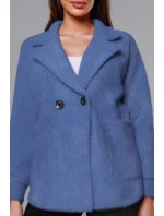 Krátký modrý přehoz přes oblečení typu alpaka model 18059129 - MADE IN ITALY Krátký modrý přehoz přes oblečení typu alpaka model 18059129 - MADE IN ITALY