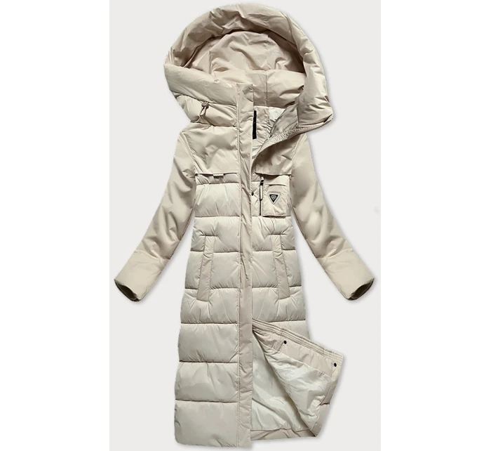 Svetlo béžová zimná bunda z rôznych lepených materiálov Libland (7820)