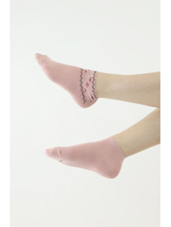 Elegantné ponožky 522 ružové s ozdobnou aplikáciou