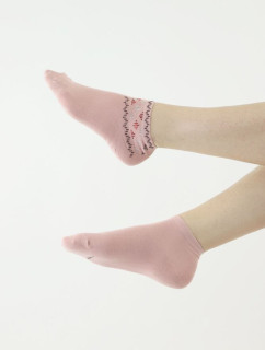 Elegantné ponožky 522 ružové s ozdobnou aplikáciou