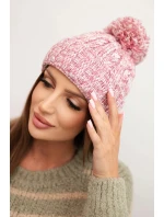 Dámska zimná čiapka s bambulou z vlny K424 svetlo ružová Dámska zimná čiapka s bambulou z vlny K424 svetlo ružová