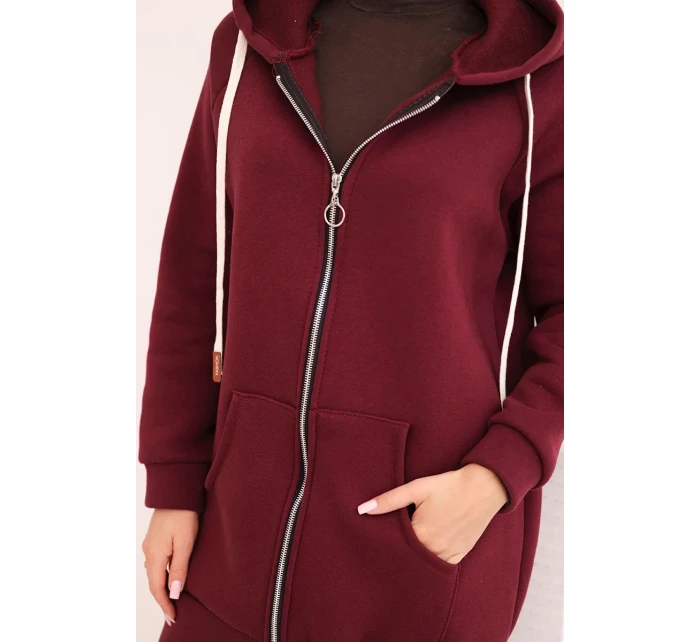Dámska mikina s kapucňou so zipsom teplá bordová Dámska mikina s kapucňou so zipsom teplá bordová