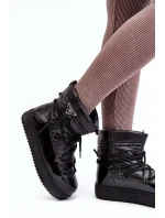 Dámské sněhule na platformě s mašlí černé model 21641625 - Boto